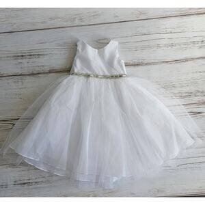 Calla Collection USA White Sleeveless Organza and Satin Flower Girl Dress sz 4